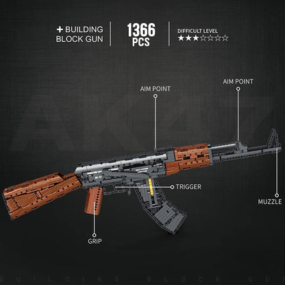 AK-47 brick kit, 1,366 pieces: grip, trigger, sights and muzzle