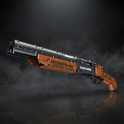 Finished Thunder double-barrel brick model, three-quarter view on a dark background