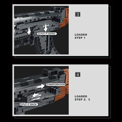 AK-47 brick kit: chamber the round, steps 3 and 4