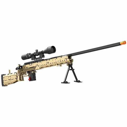 M24 brick model kit, sand-tan with black scope and bipod — side view