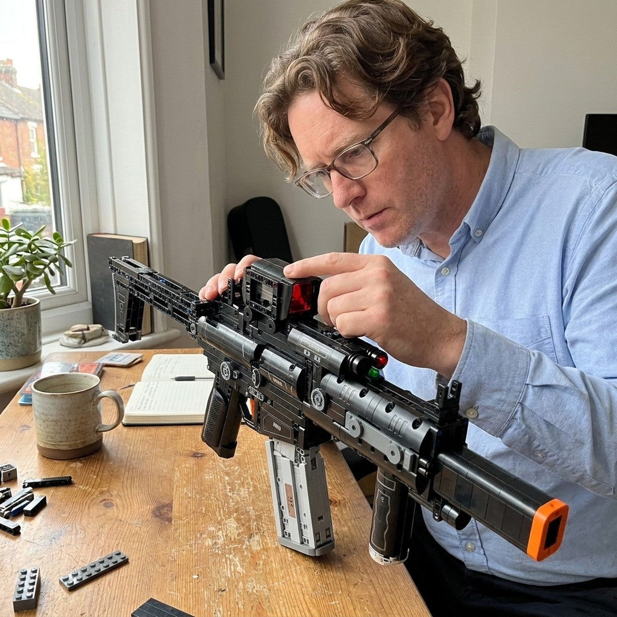 Fitting the red-dot sight onto the finished SIG MCX brick model